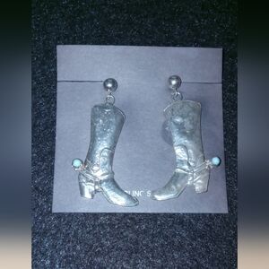 Navajo Sterling Silver Cowgirl Boots Earrings. Beautiful